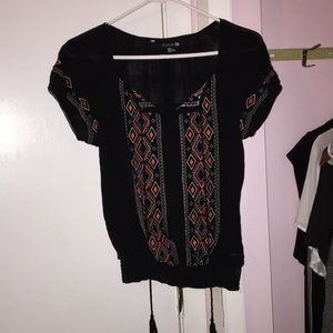 Forever 21 black top with multicolor tribal print